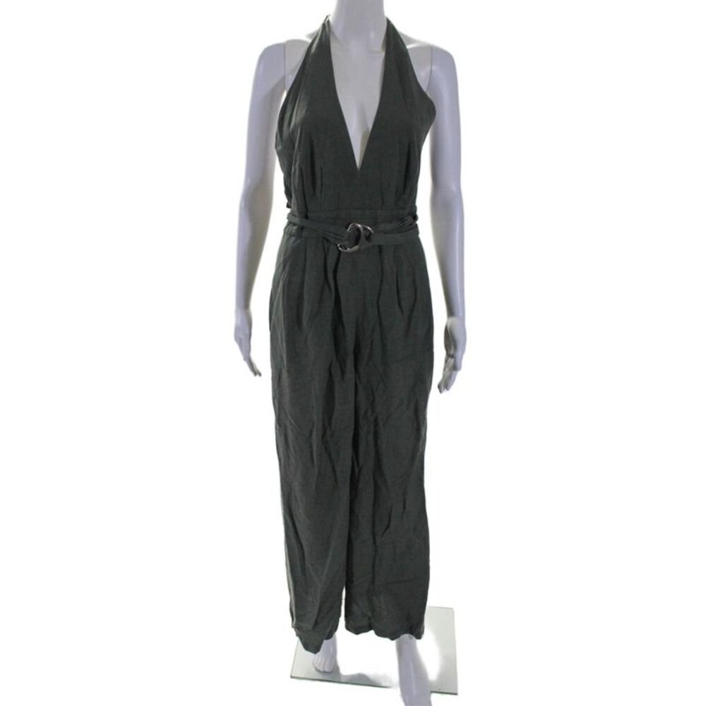 Adam Lippes Collective Womens Sage Halter Jumpsuit Green Size 12 16136284